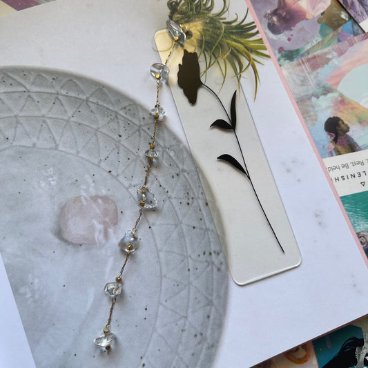 Rose Bookmark ~ Clear Quartz