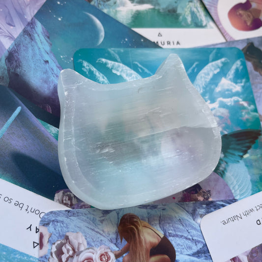 Cat Selenite Bowl